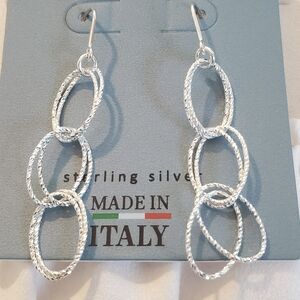 Italian Sterling Silver Textured Dangle Earrings